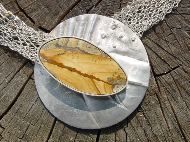 Halsschmuck - Silber, Landschaftsmarmor