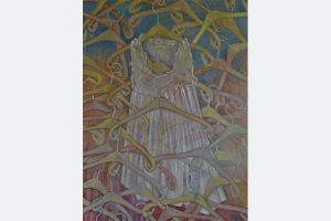 Myrah Adams: Bis aufs letzte Hemd Zeichnung Bleistift und Buntstift auf Karton, 100x70 cm