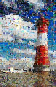 Schöne Aussichten, 2018, Mosaikpixelbild aus Kunststoffabfällen des Dualen Systems, Neuenburger Kunstwoche